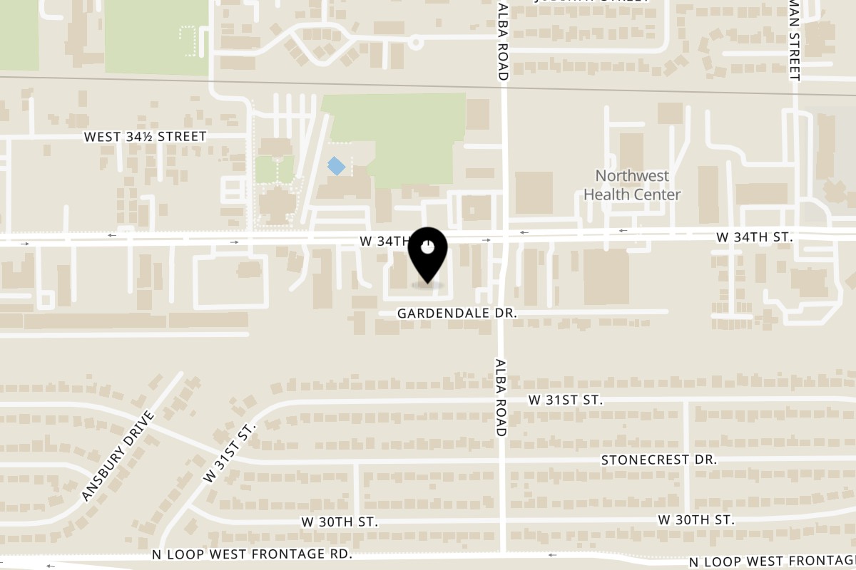 Map showing the location of La Mex on 1223 W 34th St Suite A-100 in Houston
